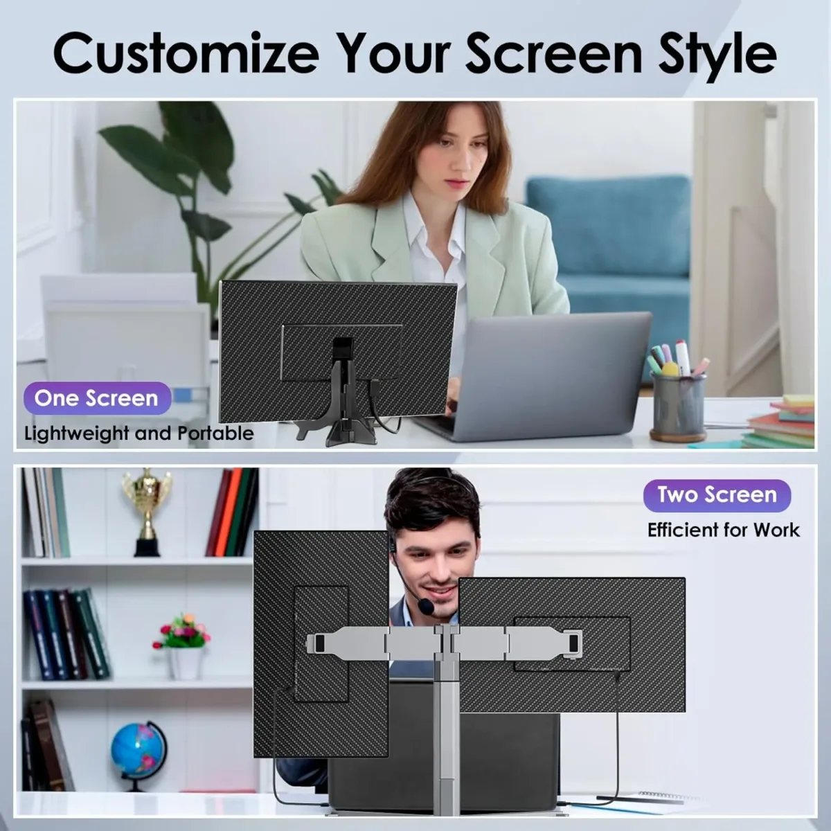 Portable Triple Monitor , Laptop Screen Extender， Laptop Monitor Extender， Triple Portable Monitor